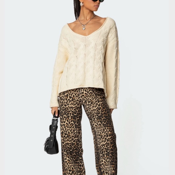 Edikted Sweaters - Cream Cable Knit Sweater